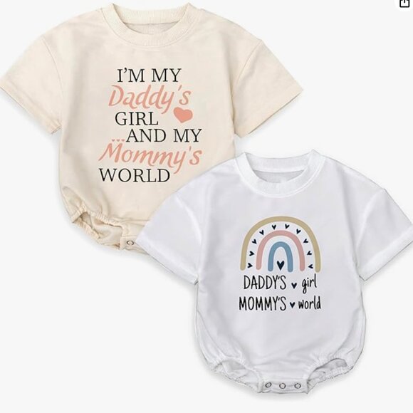 SunpodLTD Other - Baby Girl 2-Pack Graphic Onesie Bundle “Daddy’s Girl Mommy’s World” 0-3 mos